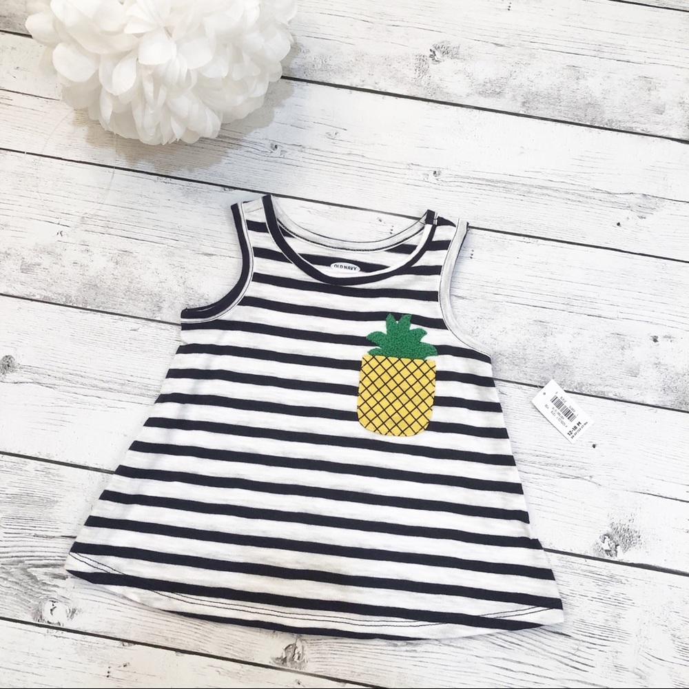 Striped Tank Top With Pineapple - Size 12-18 M